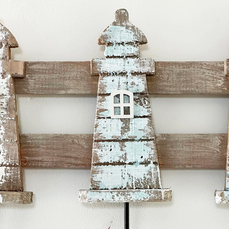 Darthome Rustic Lighthouse Wall Hooks 3 Wooden Hook Coat Keys
