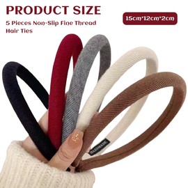 Auiremrti 5er Set Trendige Stirnbänder für Damen,Rutschfest Haarreifen Damen,1.5cm Dünne,Gepolsterte Stirnbänder für Mädchen,Komfortabel Elastische Haarbänder