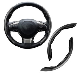 Car Steering Wheel Cover, Pack of 2, Universal Segmented Steering Wheel Protection, Carbon Fibre Steering Wheel Cover, Non-Slip Steering Wheel Booster Cover for Most Car, SUV, Truck (Black)
