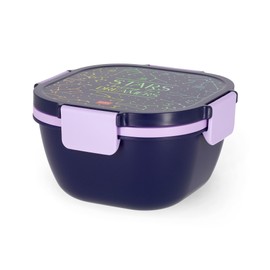 Legami - 1 Fork & 1 Spice Jar Included Airtight Lunch Box Leakproof 1700ml Capacity Stars 19 x 10.7 x 19 cm
