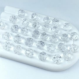 Tingoons 100 PCS 8mm Crystal Glass Beads Round Multiple Faceted Loose Spacer Glass Beads for DIY Handcrafte Bracelet Necklace Earring Jewelry Making(Transparent)