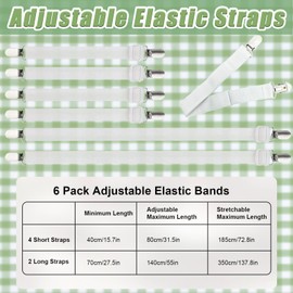 Bertork Invisible Tablecloth Clips - Secure Your Tablecloth with Hidden Straps, Perfect for Picnic and Outdoor Tables, 6 Pack