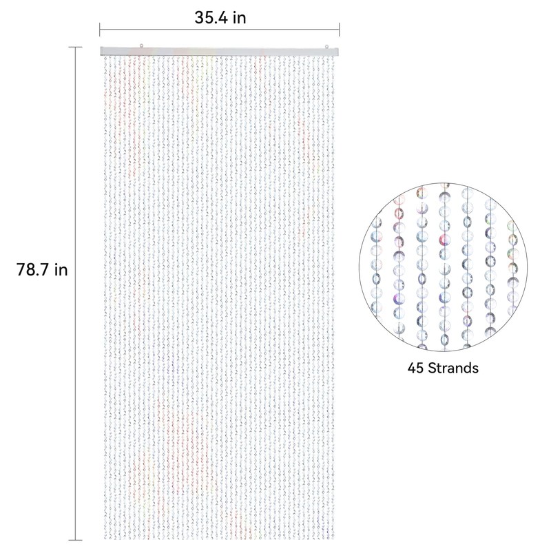 Boshen 2Panels Crystal Beaded Curtain 3FTx6.5FT Door Beads Clear Acrylic