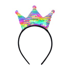 Totelux Girls Headband Sequins Crown Hair Bands Glitter Crowns Hair Hoop Women Fashion Hair Accessories for Wedding Birthday Party Favors Headdress Decoration Supplies Gift (Pink Colorful)