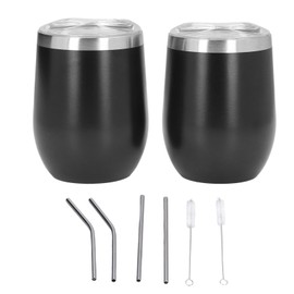 Insulated Tumbler 304 Stainless Steel Rust Resistant Lightweight Cute Insulated Water Cup with Lid Straw Black