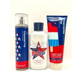 Bath and Body Work Firecracker Pop Gift Set, Body Wash 10 oz, Fine Fragrance Mist 8 oz, Ultimate Hydration Body Cream 8 oz