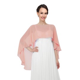 Pukguro Sheer Shawls and Wraps for Evening Dresses Chiffon Capes for Women Soft Wedding Cover Up Blush