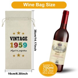 Vintage 1959 Gifts for Women Men Wine Bag Happy 65th Birthday Gifts 65 Year Old Birthday Gifts for Dad Mum Birthday Party Decoration Wine Bag Gifts Turning 65 Gifts for Grandma Grandpa Friends