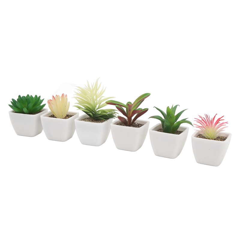 6PCS Potted Artificial Succulents Artificial Plants in Pots Plastic Fake
