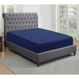 Sapphire collection 200 Thread Count 100% Egyptian Cotton Fitted Sheet (Single, Navy)