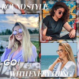 Joopin 3 Pack Circle Sunglasses Small Round Sun Glasses Polarized UV400 Protection Metal Shades for Women Men (Black + Pink + Purple)