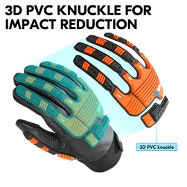 Vgo... Work Gloves Men Touchscreen in Cowhide Palm, Heavy Duty Gloves Anti Impact Utility for Warehouse Mechanics Carpenter Trucker, 1 pair(L)