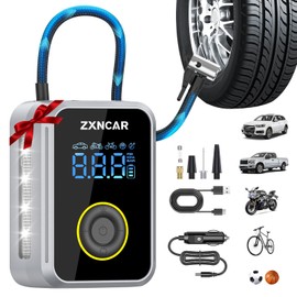 Cordless Rechargeable Battery and 12V DC Tire Inflator Portable Air Compressor, Auto air Pump for Car tires with Pressure Gauge 200PSI 4X Smart Fast Inflation for Cars Bicycles Motorcycles Balls