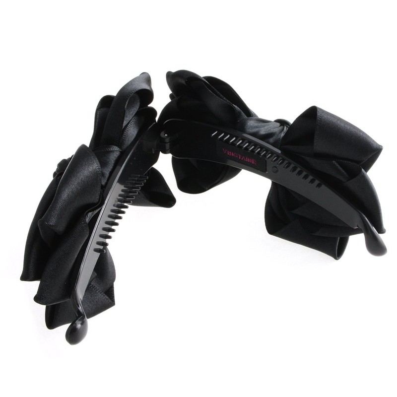 VINGTAINE H-602-BK Classy Ribbon, Banana Clip, Hair Accessories, Black