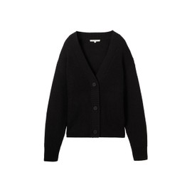 TOM TAILOR Denim Women's Basic Cardigan with Buttons, 14482 - Deep Black