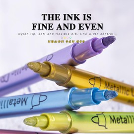 KsopiaVobs Acrylic Paint Markers, Metal Color Round Nib Point Acrylic Paint Pens for Rock Painting, Canvas, Wood, Ceramic, Glass, Stone, Fabric, DIY Crafts & Art Supplies(12 Color/Set)