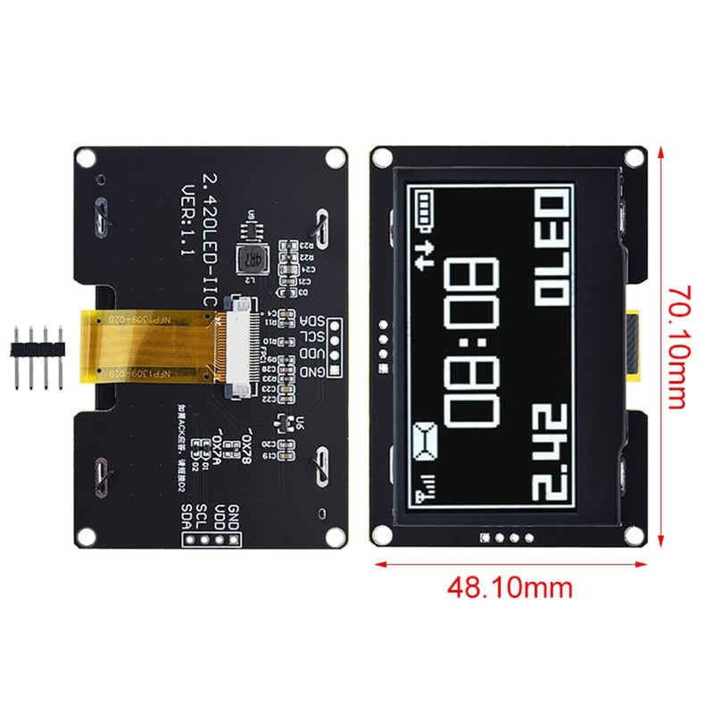 Hailege 2.42" SSD1309 128x64 IIC I2C OLED Display Module 2.42"