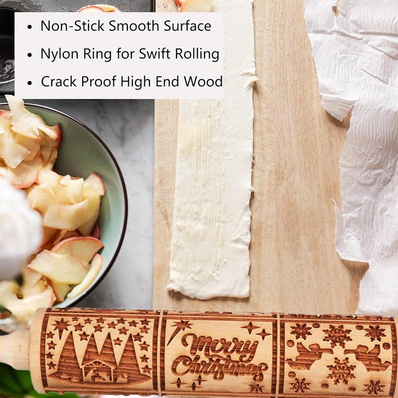 Christmas Rolling Pin, Christmas Rolling Pin, DIY Embossing Rolling Pin,