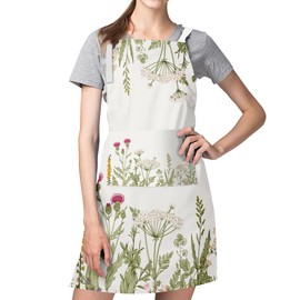 ZSYTZL 1PC Apron with Pockets,Adjustable Waterproof Portable Aprons,Cute Floral for Woman Kitchen Cooking Gardening Waiter Mom Father-Colorful Flowers