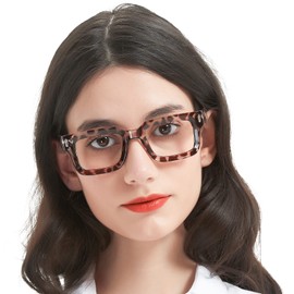 MARE AZZURO Thick Reading Glasses 2.0 Women Stylish Square Readers 1.00 1.25 1.50 1.75 2.00 2.25 2.50 2.75 3.00 3.50 4.00 5.00 6.00 (Leopard, 200)