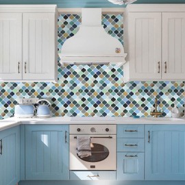 STICKGOO Arabesque Tile Peel and Stick Backsplash, 12”X12” Backsplash Tile for Kitchen Peel and Stick, Self Adhesive Wall Tile Stick on Tiles (Thicker Design, Multicolor Look)