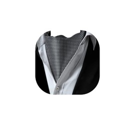 HISDERN Men's Wedding Ascot Tie Polka Dot Elegant Business Neckerchief, black / white