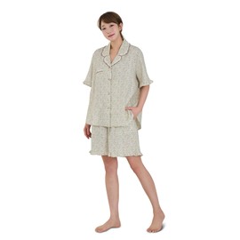 ULLALA Pajamas for Women Vintage Sets Delia Short sleeve Pair Cream Button Down Soft Sleepwear 2Piece 3Size Cotton (as1, alpha, m, regular, regular)