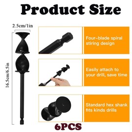 6 Pcs Paint Mixer for Drill, Paint Stirrer for Drill, Paint Whisk for Drill, Mixing Paddle for Epoxy Resin, Paint, Pigment, Glaze, DIY Projects and Home Improvement