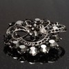 Jet-Black Diamante Corsage Brooch (Silver Tone)