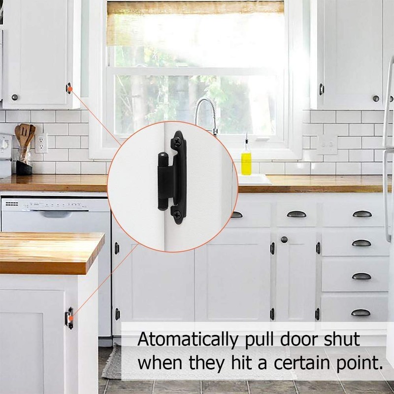 6 Pack Black Cabinet Hinges,1/2 Inch Overlay Face Mount Hinges
