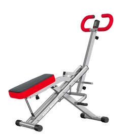 SogesHome Squat Machine Rowing Machines for Home Foldable, Fitness Rowing Machine Row and Ride Squat Machine with Adjustable 2 Resistance Bands for Workout Exercise, 300 lbs Weight Capacity, Red