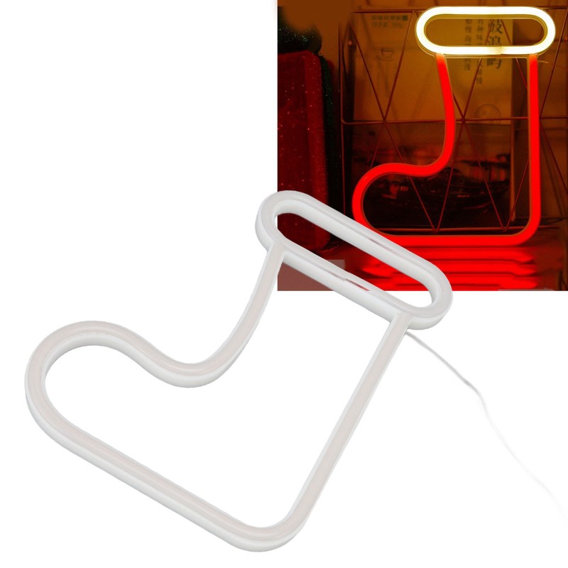 Christmas Neon Light LED Christmas Boot Neon Sign Light Battery