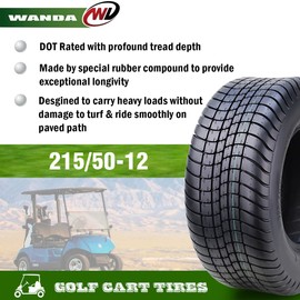 WANDA 215/50-12 Golf Cart ATV Tires 4 Ply 215/50x12 -Set 2-14008