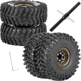 RcarmubWow 1.0 Beadlock Dually Wheels and Tires for 1/24 1/18 RC Crawler Car Axia1 SCX24 TRX4M,Soft Mud Tires 1.0 Beadlock Tires Set Brass 1.0 Beadlock Wheels Double Wheels,4pcs