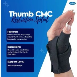 CMC 컴포트 쿨 썸 CMC 제한 부목 - 관절염을 위한 통기성 네오프렌 엄지 보조기 검은색 왼손 대형(8~9인치) [Left Hand] Comfort Cool Thumb CMC Limiting Splint - Breathable Neoprene Thumb Brace for Arthritis Black Left Hand Large (8-9 inches) [Left Hand]