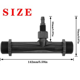 AYLIFU 3/4Inch Black Irrigation Venturi Fertilizer Injector Tube Venturi Fertilizer Mixer Injector for Outdoor Garden Agricultural Irrigation Equipment Tools