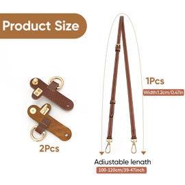 YEVON Longchamp Mini Bag Strap Replacement – Adjustable Brown Leather Straps for Longchamp Bag – Punch-Free Shoulder Strap for Handbag, Purse, Tote with Handle Conversion Kit (39.4–47.2 Inches)
