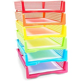 Letter Trays for Desk, Stackable Document Holder for Office (Letter Size, 6 Pack)