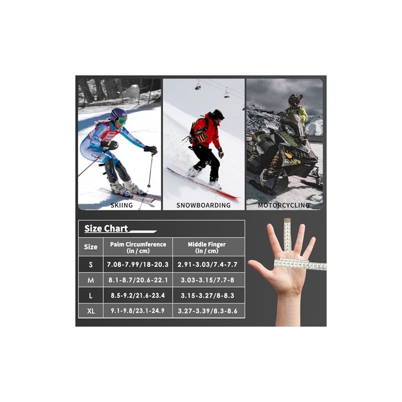 Achiou - Guantes de esquí de nieve para invierno, cálido,