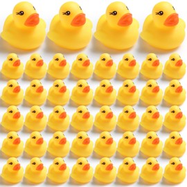 100 Pcs Mini Yellow Rubber Ducks Bath Toy Tiny Baby Shower Rubber Duck Fun Squeak Small Yellow Duck Pool Toy for Pool Shower Party Decoration