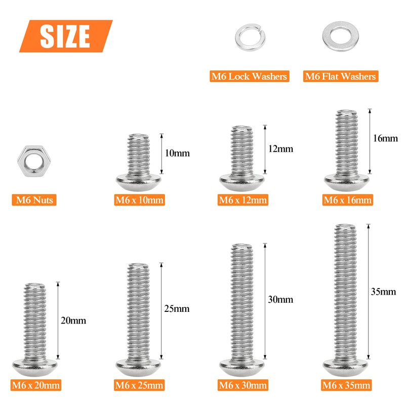 HELIFOUNER 146 Pieces M6 x 10mm /12mm /16mm /20mm /25mm