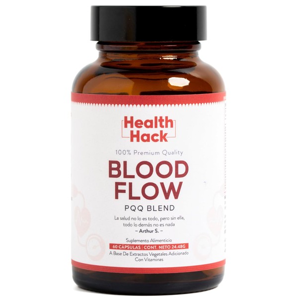Health Hack Blood Flow con PQQ y Coq10 Suplemento Circulacin