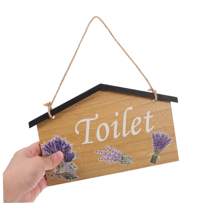 STOBOK Rustic Bathroom Wall Sign Charming Toilet Decor for Restroom