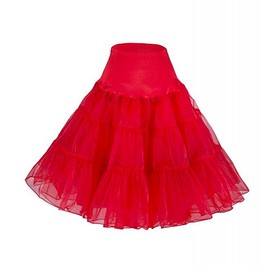 shoperama 50s Petticoat Black Red White Underskirt Rockabilly Fifties 50 Inches Tutu, Colour/Size: Red - 6XL, red
