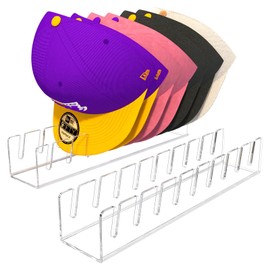 Hat Stand for Baseball Caps, Acrylic Hat Rack for 18 Baseball Caps, 2Pcs No Install Hat Organizer, Hat Racks for Baseball Caps Display And Organizer for Dresser Bedroom, Closet, Clear