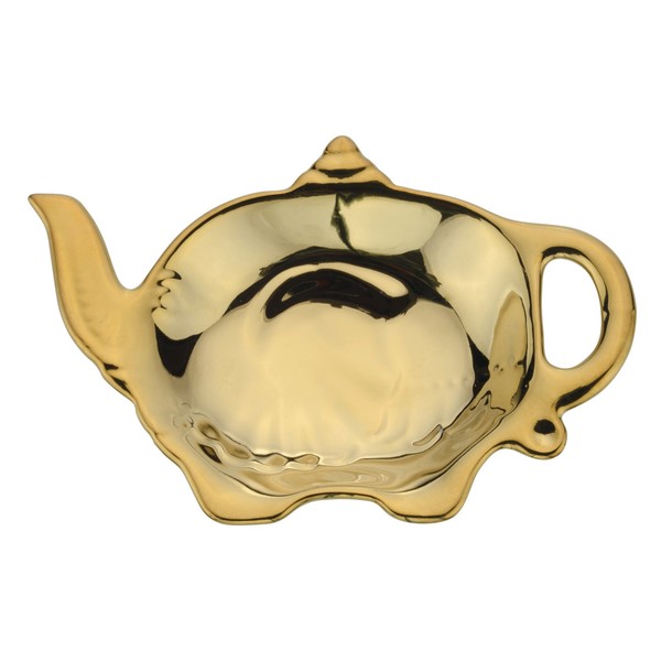 BIA - Elephant Teabag Tidy - Tea Bag Holder Dish - Spoon Rest Ceramic For Tea Bags, Tea Spoons and Tea Accessories - Ceramic Cutlery Tray - Camel & Elephant Range - Gold Tea Bag Dish