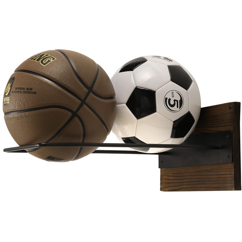 MyGift Wall Mounted Single Large Stability Ball Holder, Burnt Solid