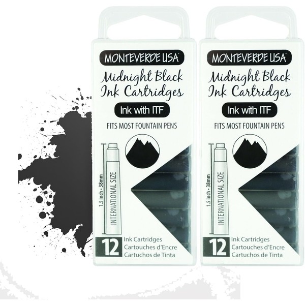 Monteverde Midnight Black G305MB Ink Cartridges (Standard Size) - Pack