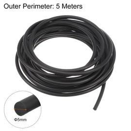 HARFINGTON Polyurethane Round Belts 5mm Dia 16.4ft(5 Meters) Length Smooth Surface PU Urethane Belt for Drive Transmission, Black