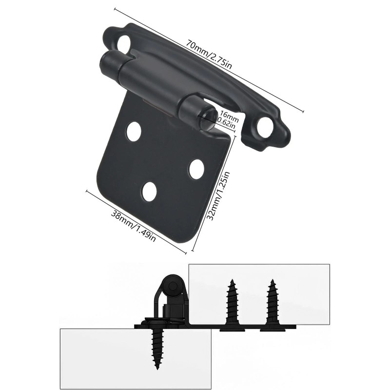 AOMINOHOMA 20x 1/2" Cabinet Hinges Overlay Self Closing Semi Partial